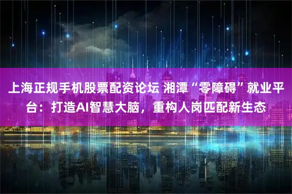 上海正规手机股票配资论坛 湘潭“零障碍”就业平台：打造AI智慧大脑，重构人岗匹配新生态
